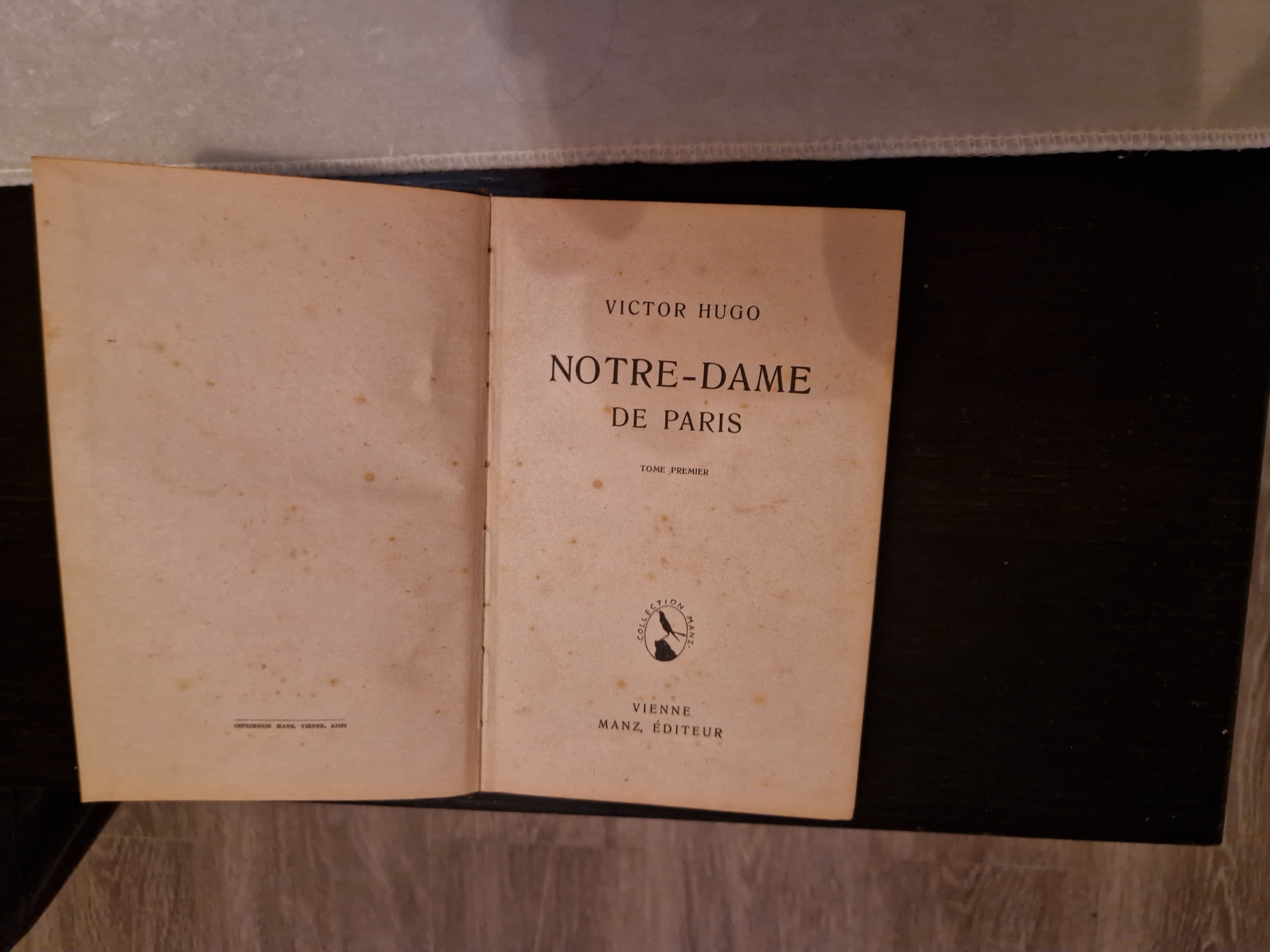 Victor Hugo – Notre-Dame de Paris, Tome Premier | Manz Éditeur, Wien | Antike französische Ausgabe
