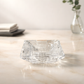 Bougeoir en cristal vintage Nachtmann | Photophore carré motif panier tressé | Verrerie Riedel, Allemagne, fin du XXe siècle