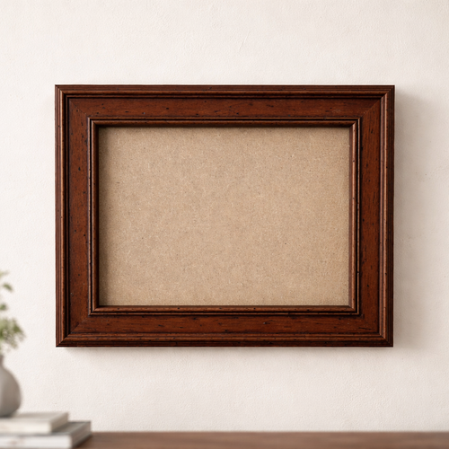 Antique Wooden Picture Frame with Glass Mahogany Worm-Eaten Texture Vintage Wall Frame - WhisperTreasuresCo