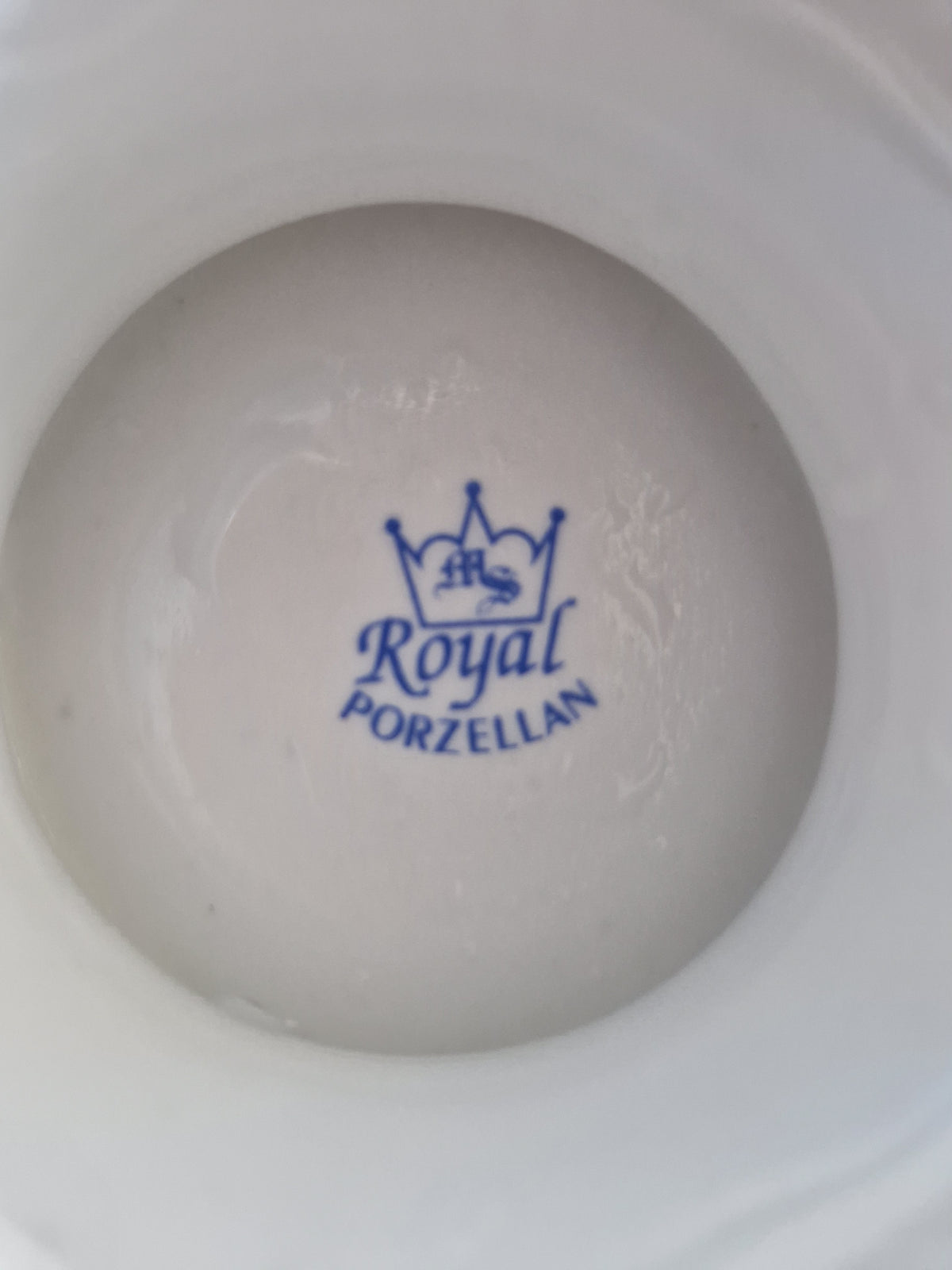 Blue Royal Porzellan maker's mark stamp on white vintage porcelain base