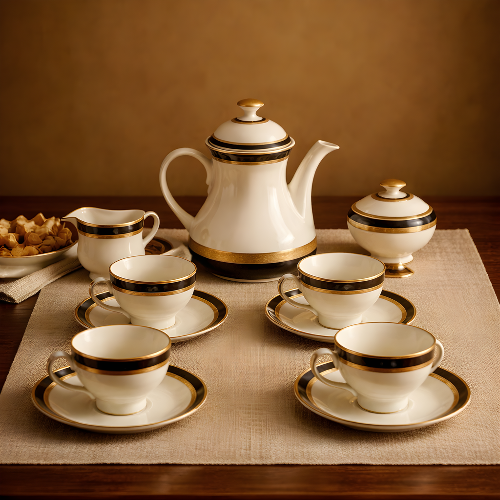 Winterling Bavaria – Service à café en porcelaine bleu cobalt et or – 15 pièces, Marktleuthen