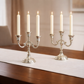 Matched Pair of Vintage Silver-Plated 3-Arm Candelabra – Baroque Style