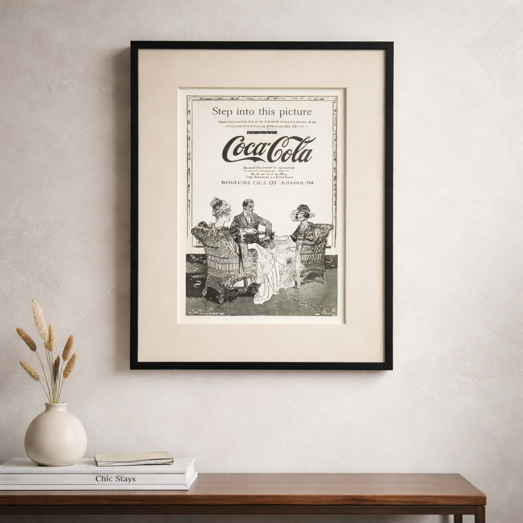 Framed Vintage Coca-Cola Advertisement – “Step Into This Picture”, 1992 Authorised Reprint
