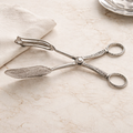Pince à pâtisserie et gâteau italienne plaquée argent – Lame gravée acanthe rococo | Action ciseaux avec anneaux de doigt | E.P. Silverplated Italy | 20 cm