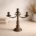 Antique Brass 3-Arm Candelabra – Empire Neoclassical, Acanthus & Gadroon Detail