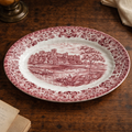 Johnson Bros England Old Britain Castles Red Oval Serving Platter Vintage Transferware - WhisperTreasuresCo