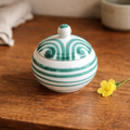 Gmunden Keramik Sugar Bowl — Green Stripe (Grüngeflammt), Made in Austria