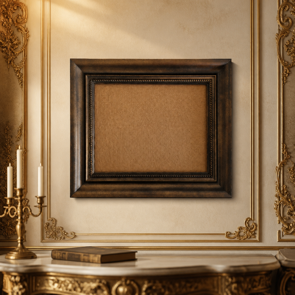 Cadre Photo Vintage en Bois | Noyer Foncé avec Bordure Perlée | Ouverture 40×30cm