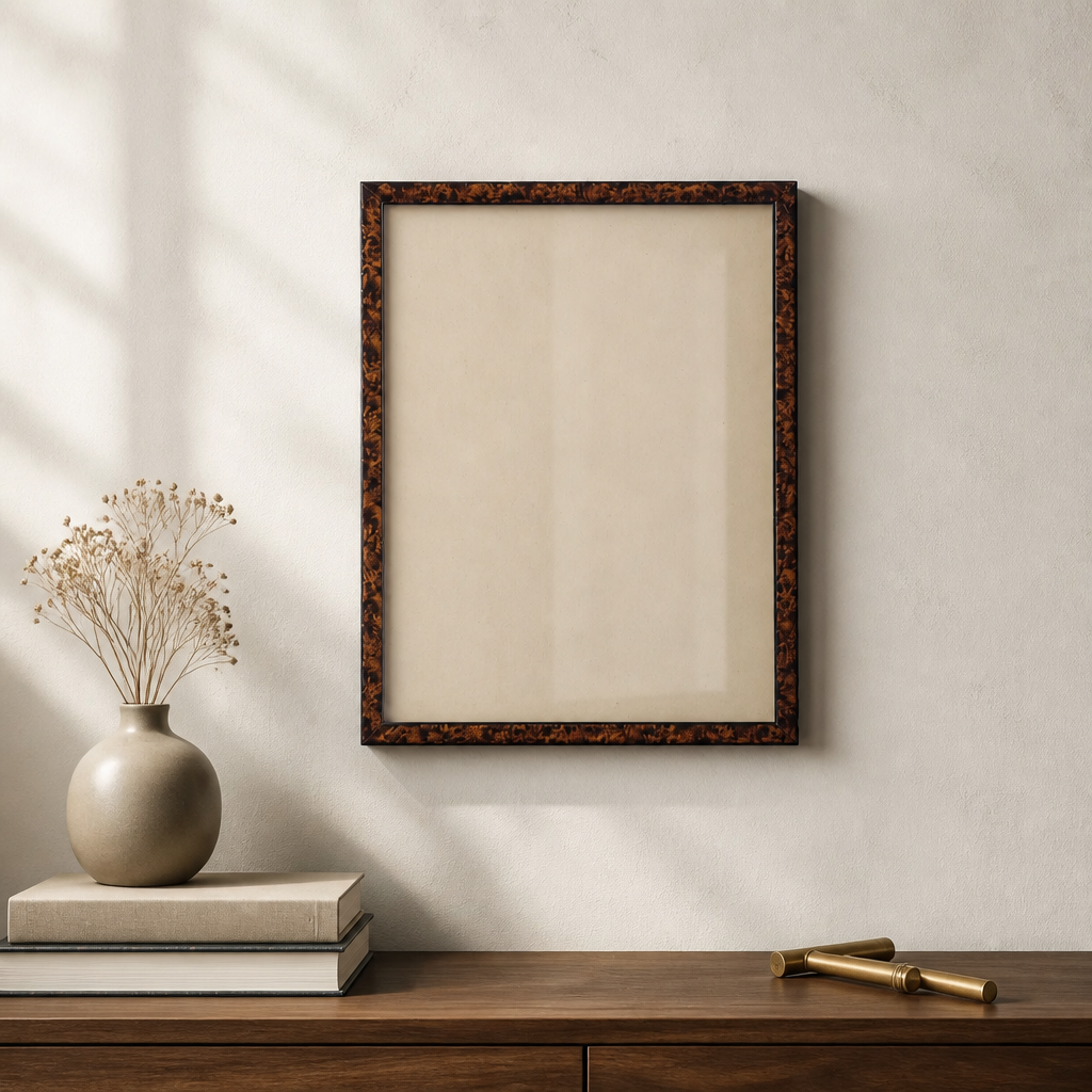 Cadre photo mural grand format en écaille de tortue vintage avec vitre