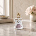 Vintage Hand-Painted Porcelain Bell — Gold Rococo Scrollwork & Rose Motif