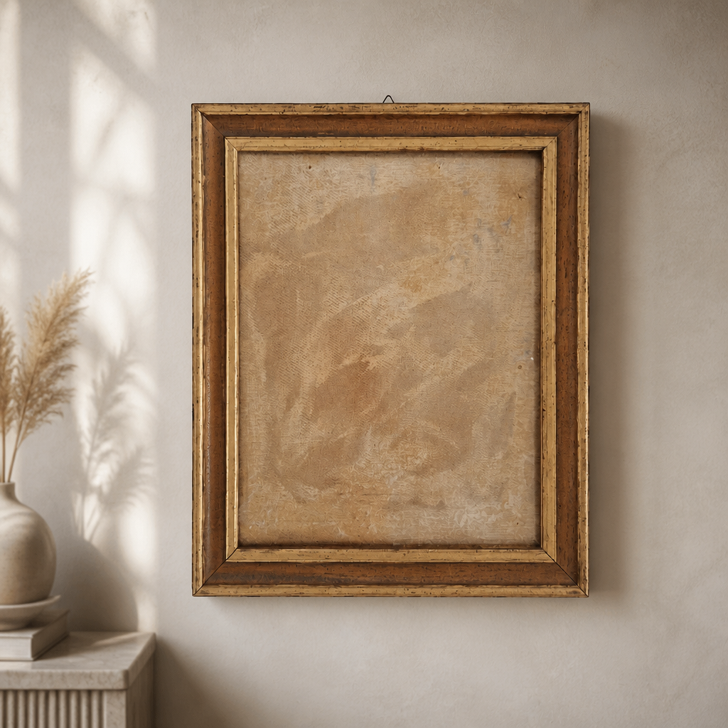 Cadre Photo Vintage en Bois avec Verre – Profil Moulé Marron et Doré
