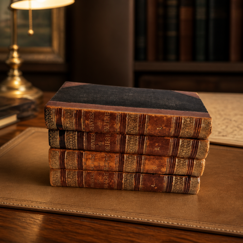 Œuvres Complètes de Molière – 4-Volume Set | Firmin-Didot Paris | 19th Century Half-Leather Binding