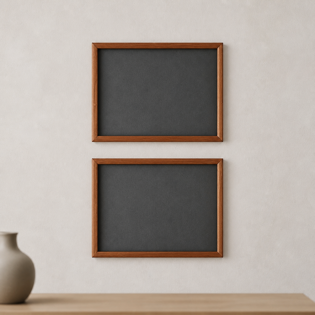 Lot de 2 cadres photo vintage assortis en bois | Teck | 30×23cm | Verre Inclus