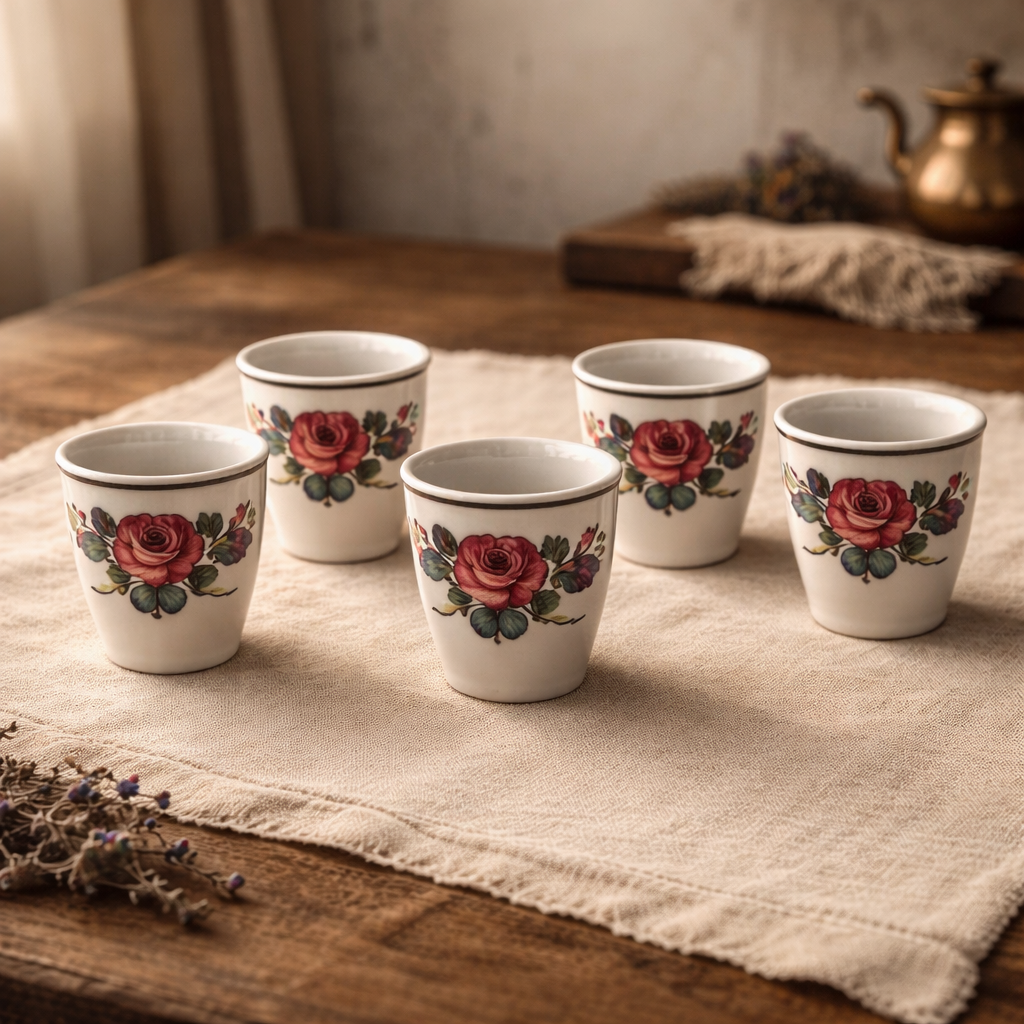 Vintage Porcelain Schnapps Cups: Hand-Painted Elegance from Austria – WhisperTreasuresCo
