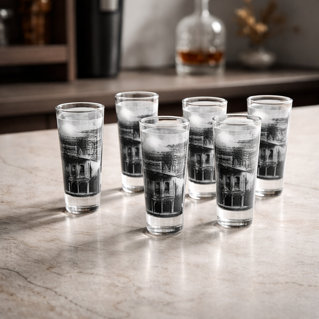 Lot de 6 verres à shot vintage Roma — Imprimé Colisée, Cerve Italie