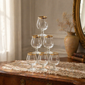 Lot de 6 verres à cognac ballon vintage en verre gravé avec bord doré | Superbe état