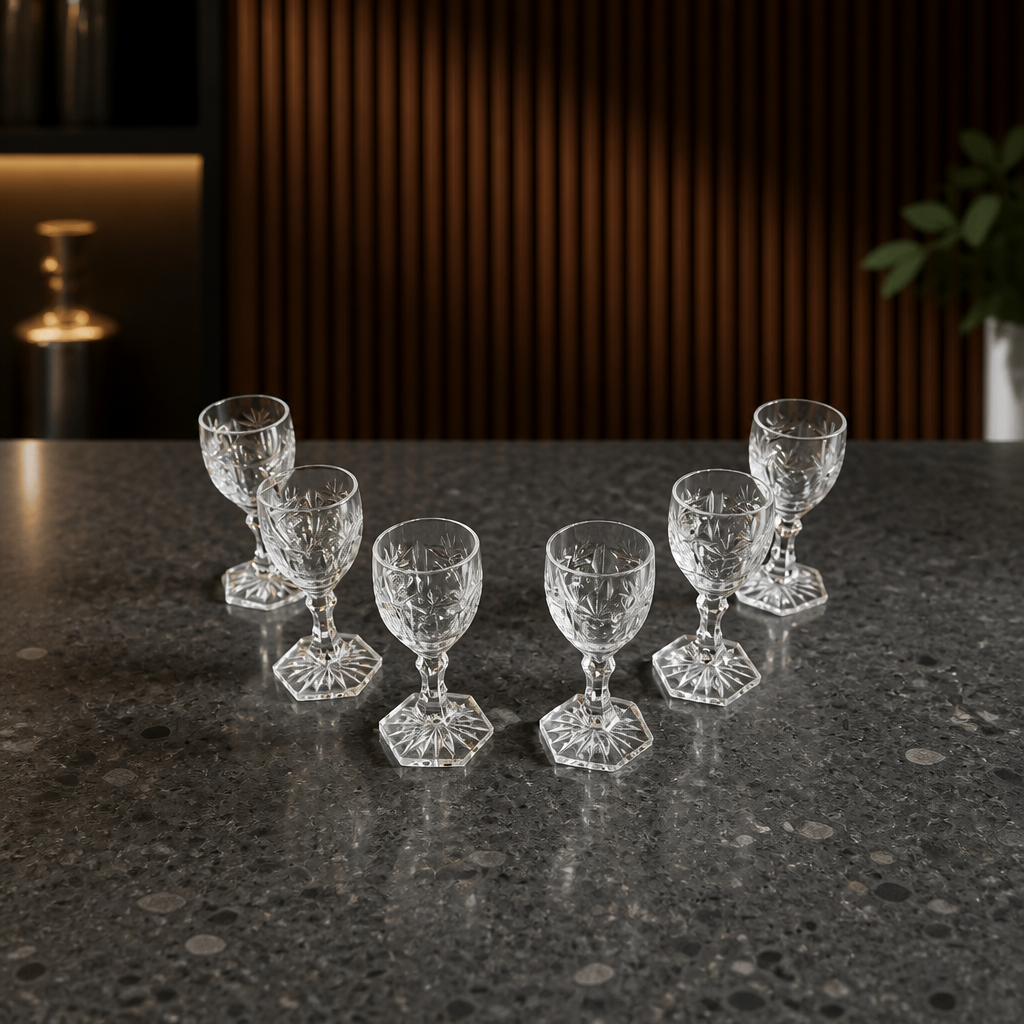 Ensemble de 6 verres à liqueur en cristal taillé main autrichien | Cristal au plomb 24%