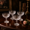 Set of 4 Austrian Hand-Cut Crystal Champagne Coupes