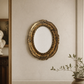 Antique Oval Picture Frame Rococo Baroque Gold Tone Ornate Embossed Scrollwork 29x23 cm - WhisperTreasuresCo