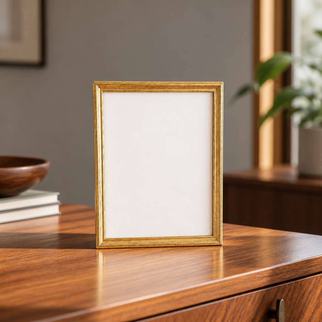 Vintage Gold Wooden Picture Frame 26×33 cm Ribbed Moulding with Glass – Wall & Tabletop, Portrait & Landscape - WhisperTreasuresCo