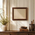 Vintage Walnut Brown Wooden Picture Frame 34.5×28.5 cm Ogee Profile with Glass – Landscape, Wall - WhisperTreasuresCo