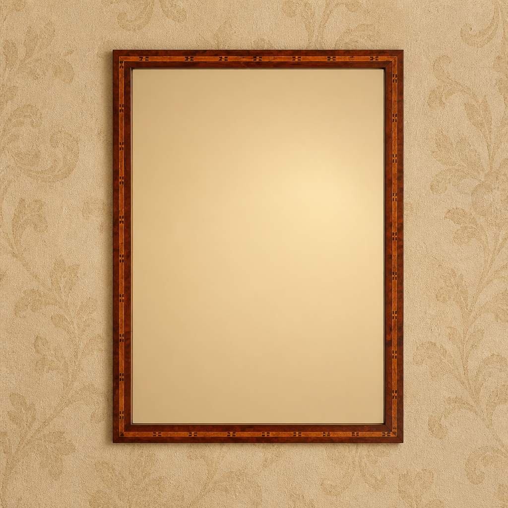 Vintage Wooden Picture Frame Marquetry Inlay 33×42.5 cm Dark Hardwood Veneer with Glass – Portrait - WhisperTreasuresCo