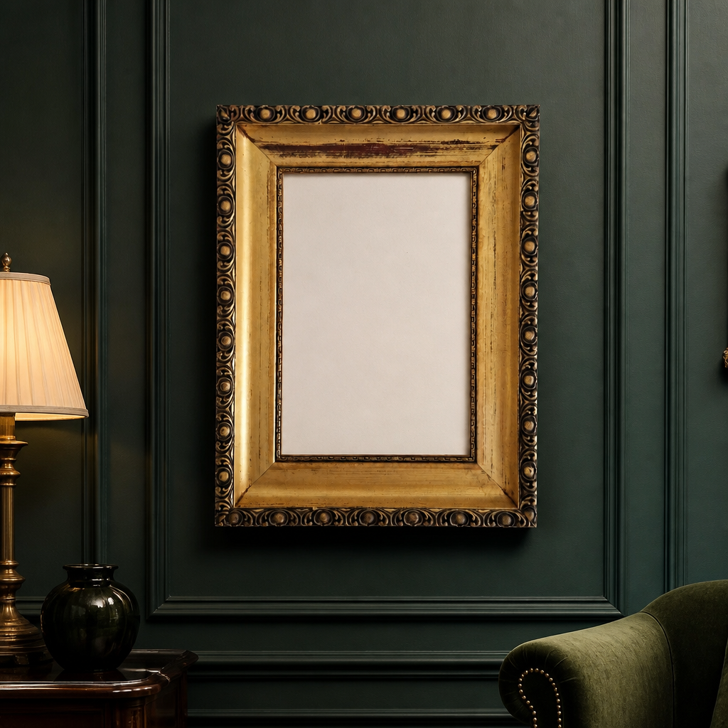 Vintage Ornate Gold Wooden Picture Frame 36×47 cm – Wide Moulding, No Glass - WhisperTreasuresCo