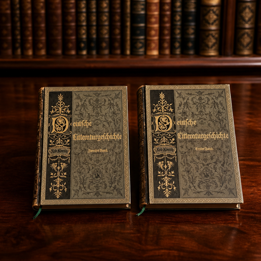 Antique German Literary History Books: The Illustrated 2-Volume Set by Robert Koenig