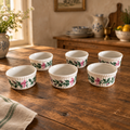Vintage Porcelaine de Paris Rose Ramekins – Set of 6 French Porcelain Bowls