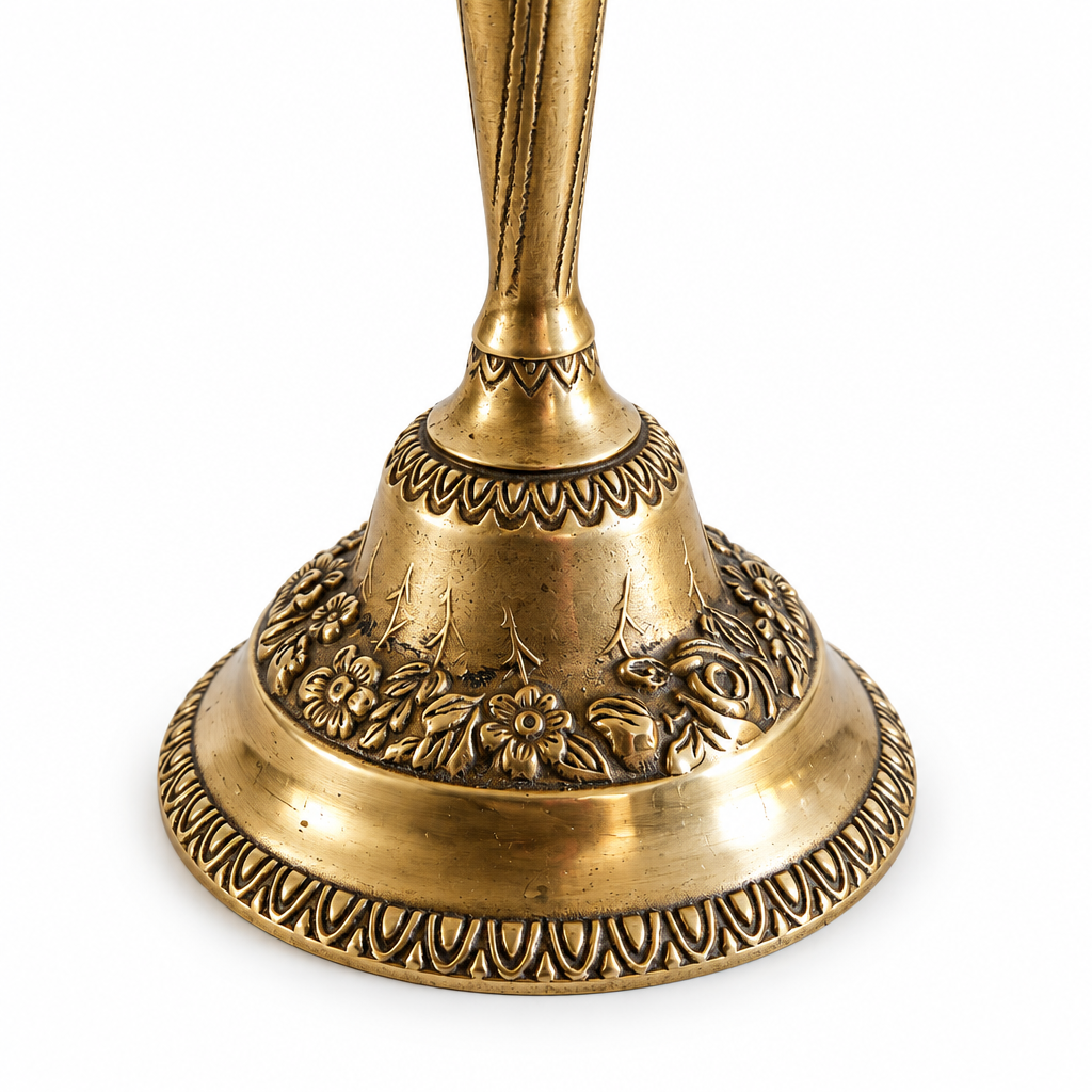 Vintage Brass 9-Arm Candelabra, Ornate Rococo-Style Candle Holder