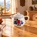 Vintage Lilien Porzellan Teapot – Hand-Painted Roses & Pansies