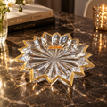 Nachtmann Cut Crystal Bowl – Gold-Rimmed Starburst Dish, German 24% Lead Crystal