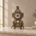 Vintage Brass Figural Mantel Clock, Ornate Rococo Style