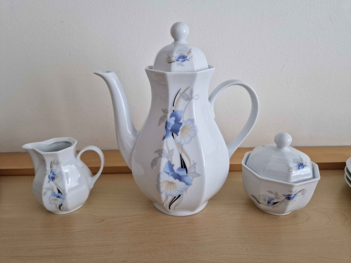 Elegant Vintage Rosenthal Coffee Set – Blue Floral Motif for 6