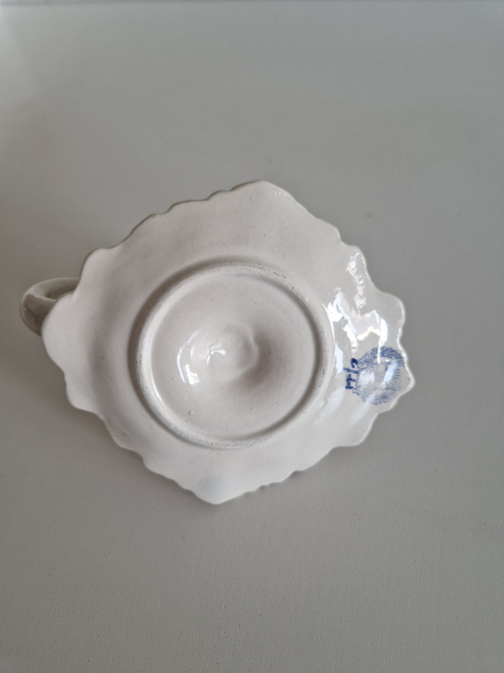 Vintage White Ceramic Chamberstick – Acanthus Leaf Relief, Rococo Style