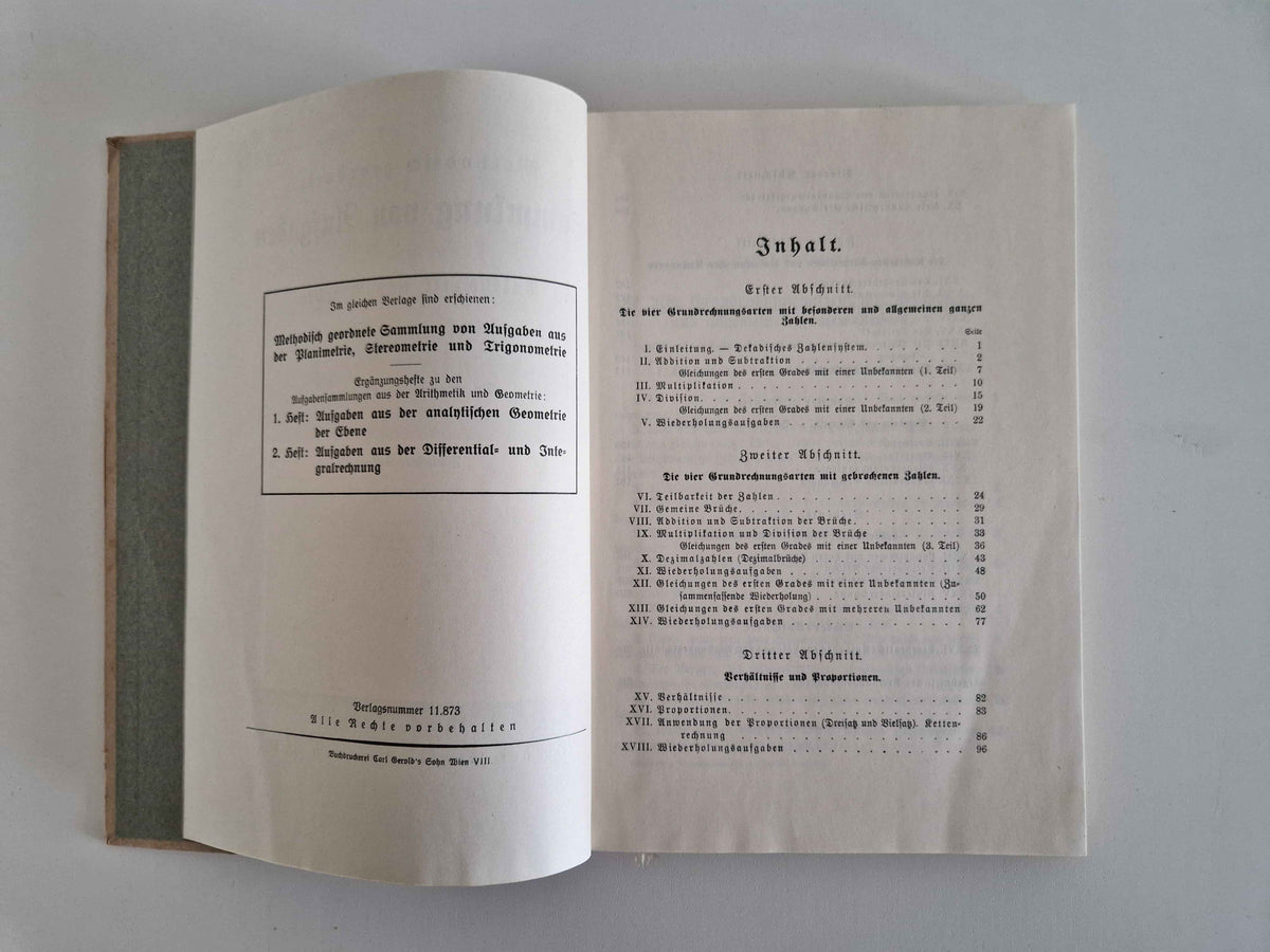 Vintage Austrian Mathematics Textbook: Discover the Charm of Rosenberg's Arithmetik & Algebra