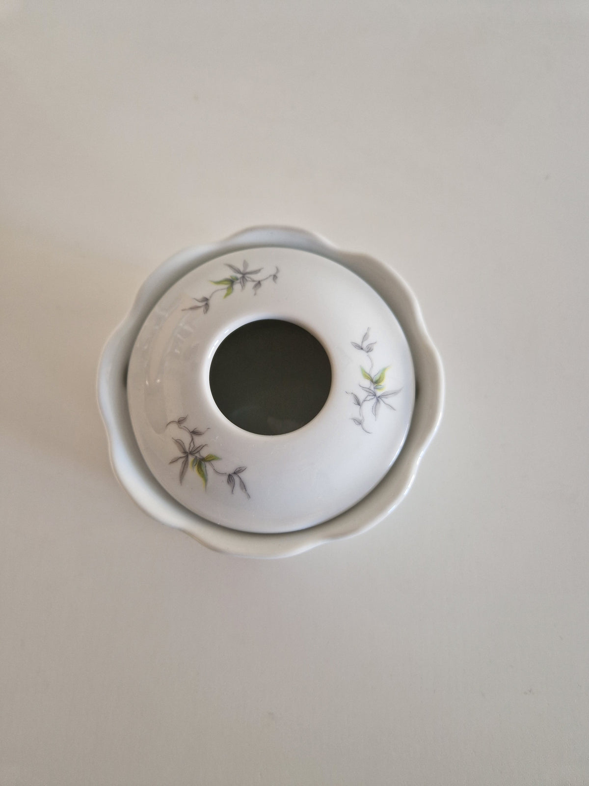 Vintage Royal KPM Bavaria Porcelain Hair Receiver, Floral Vanity Pot, 8 cm