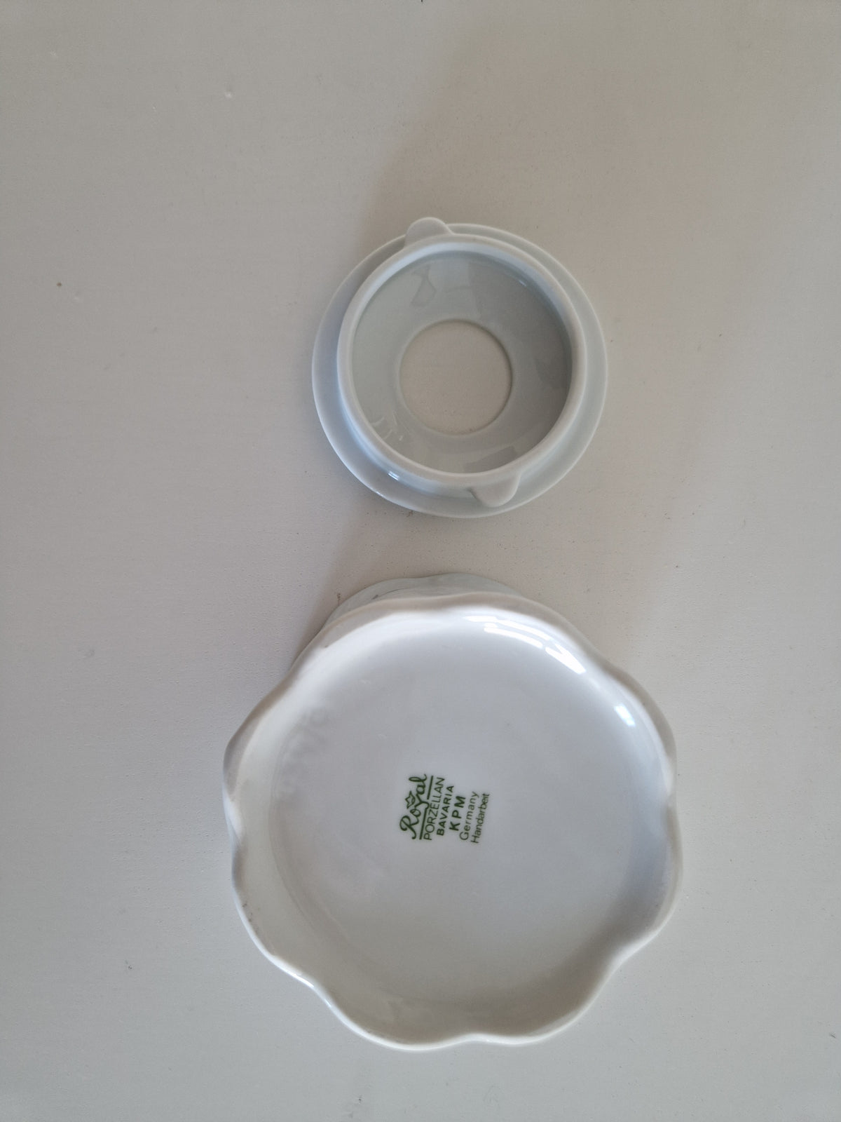 Vintage Royal KPM Bavaria Porcelain Hair Receiver, Floral Vanity Pot, 8 cm
