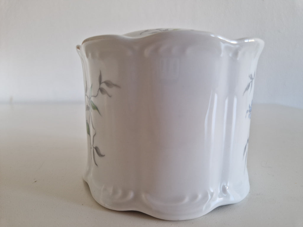 Vintage Royal KPM Bavaria Porcelain Hair Receiver, Floral Vanity Pot, 8 cm