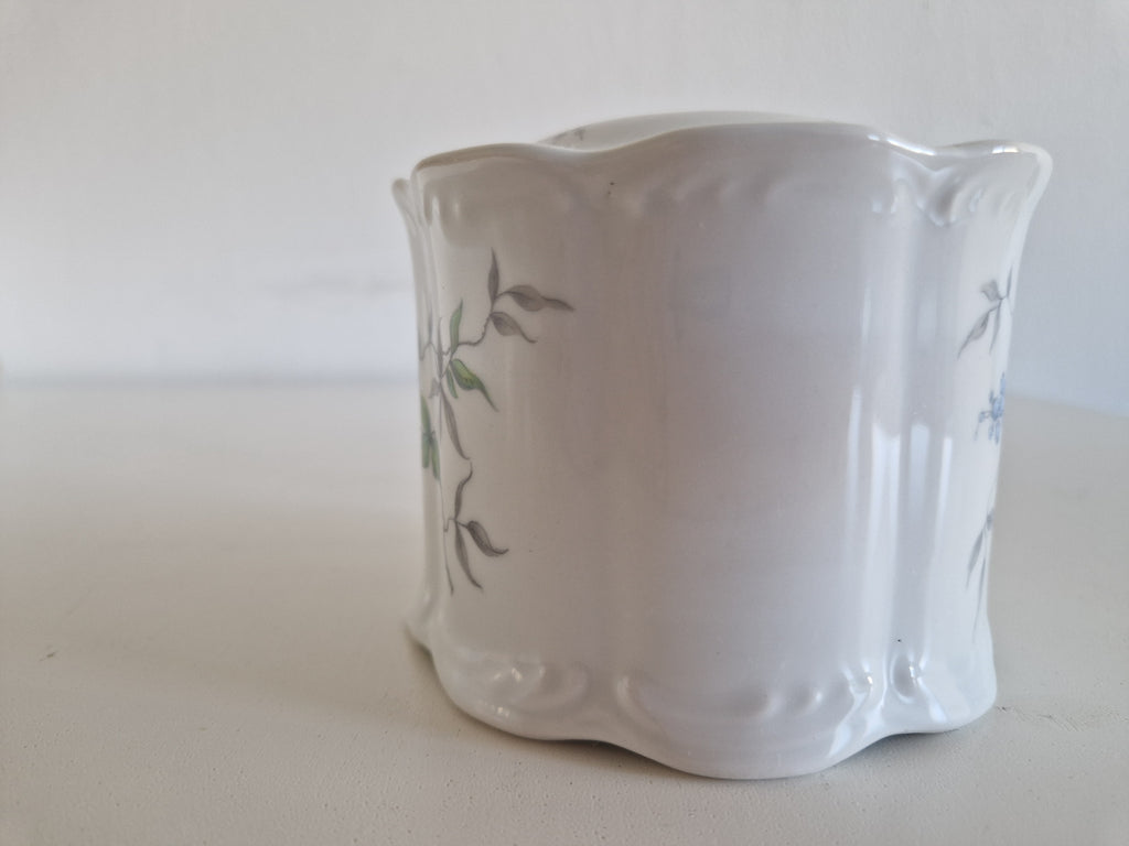 Vintage Royal KPM Bavaria Porcelain Hair Receiver, Floral Vanity Pot, 8 cm