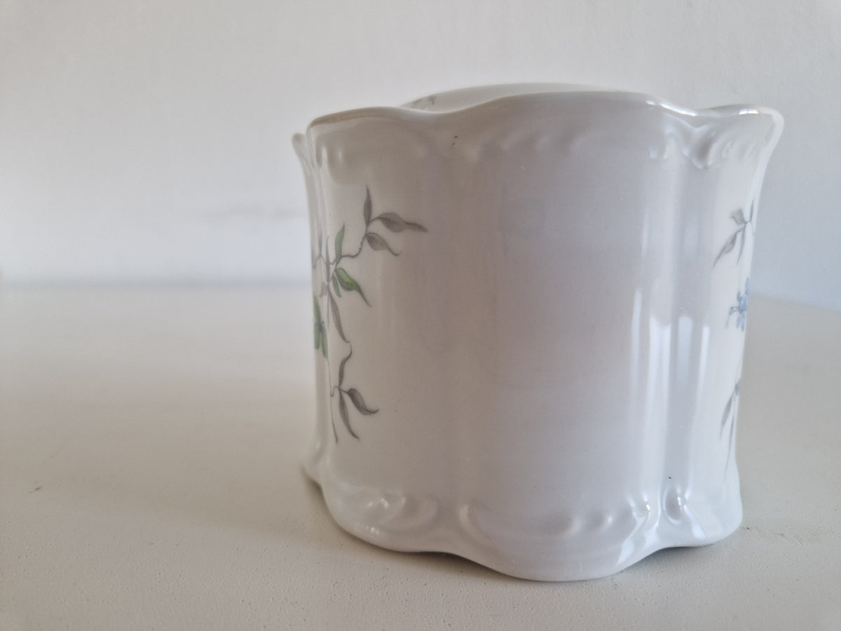 Vintage Royal KPM Bavaria Porcelain Hair Receiver, Floral Vanity Pot, 8 cm