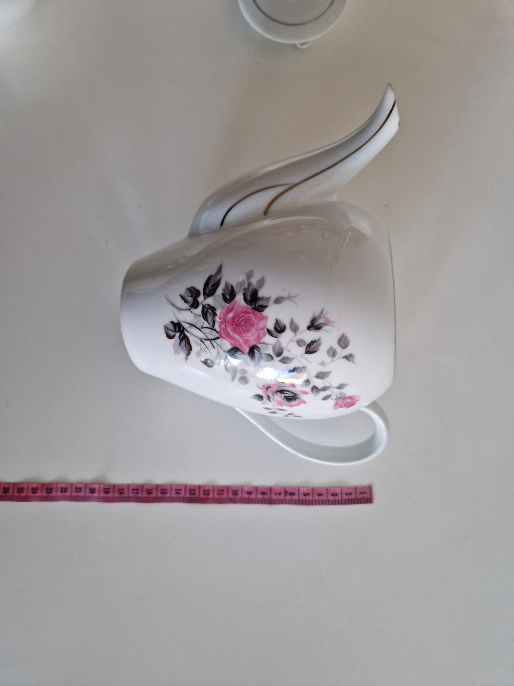 Vintage Japanese Porcelain Tea Set, Mount Fuji Mark (Daiko/Taiko), Hand-Painted Pink Roses, Gold Trim, Mid-Century Tea Service