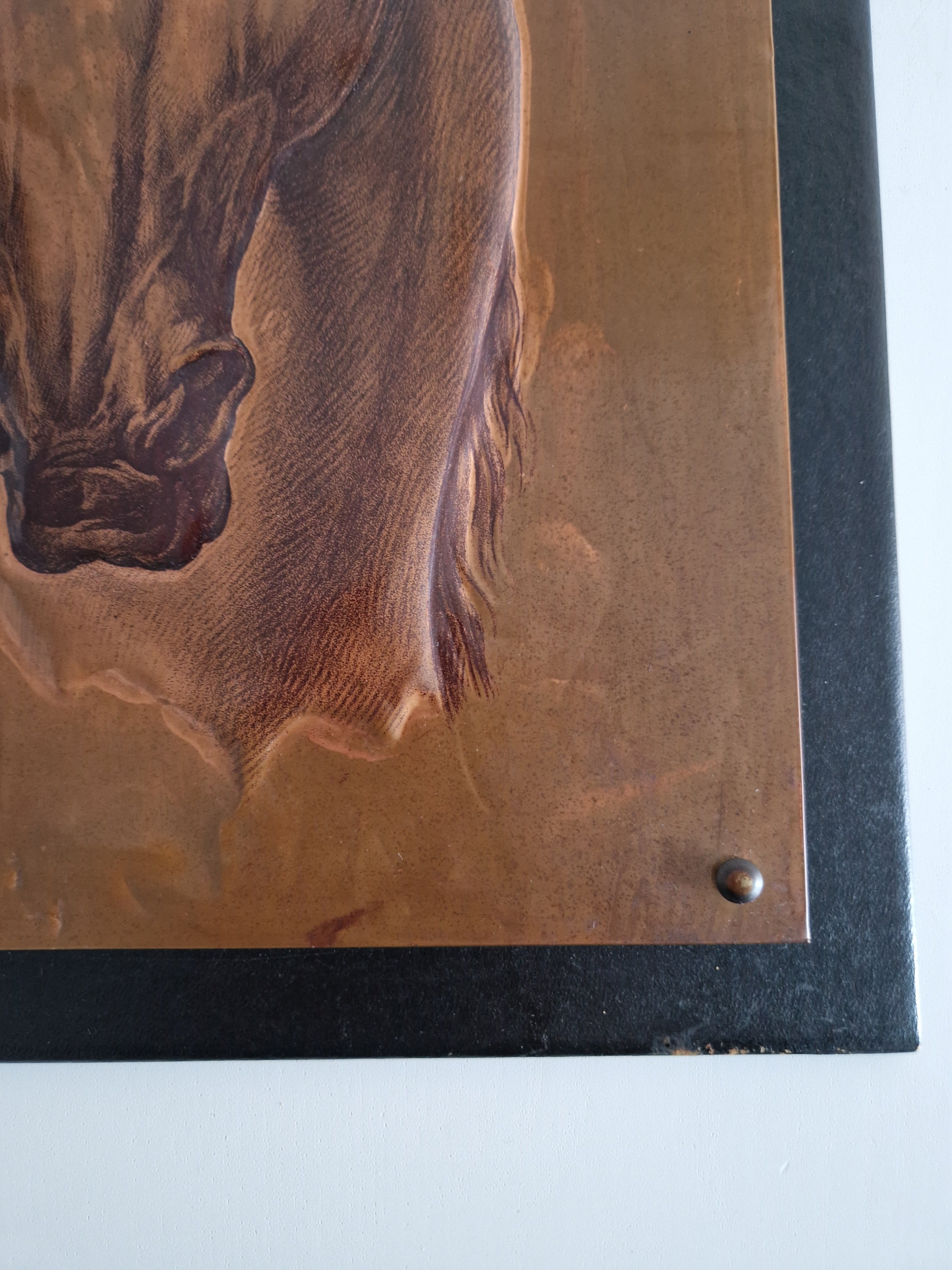 Copper Repousse Horse Portrait – Signed A. Kounenakis, 45×34 cm