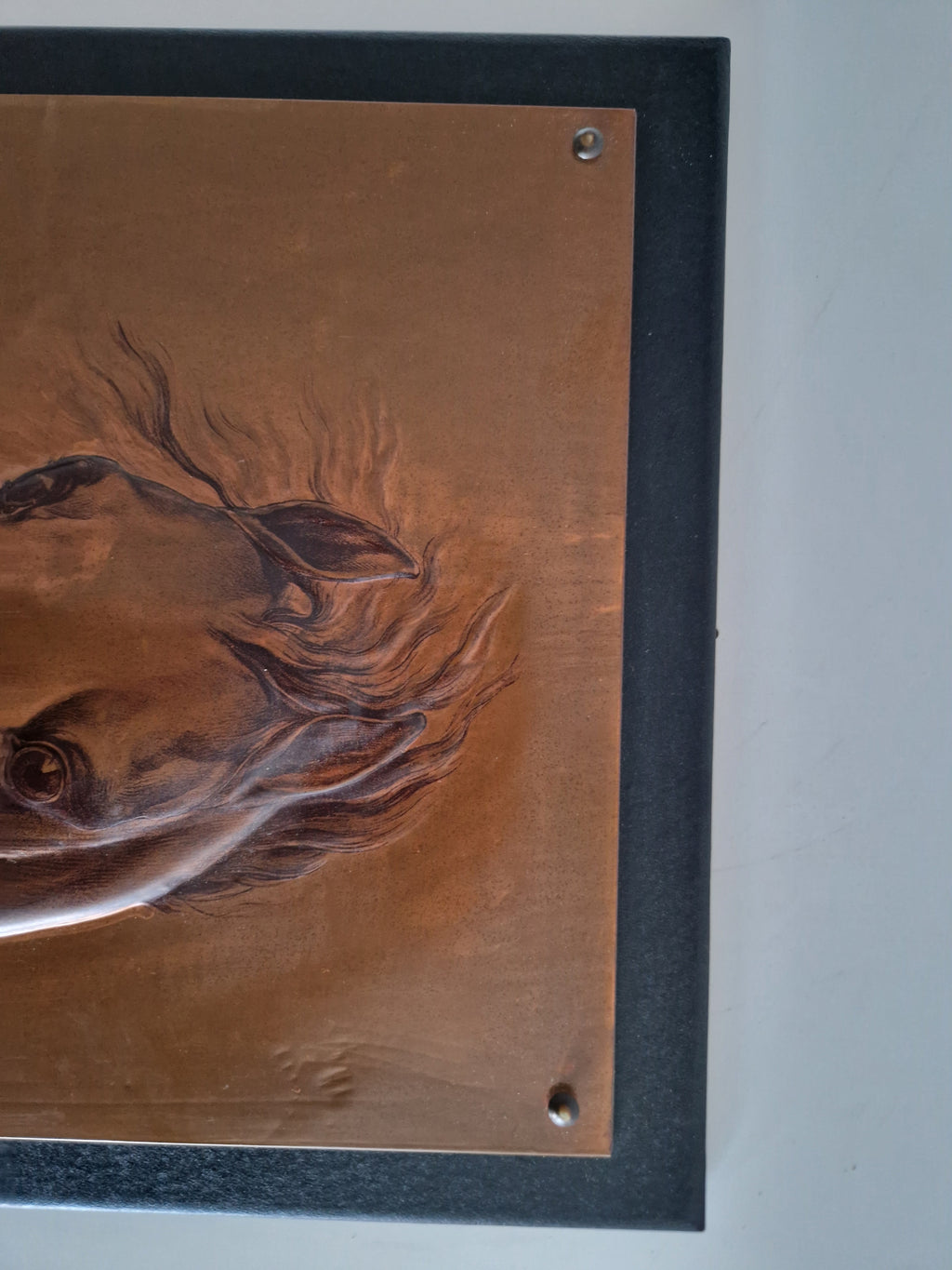Copper Repousse Horse Portrait – Signed A. Kounenakis, 45×34 cm