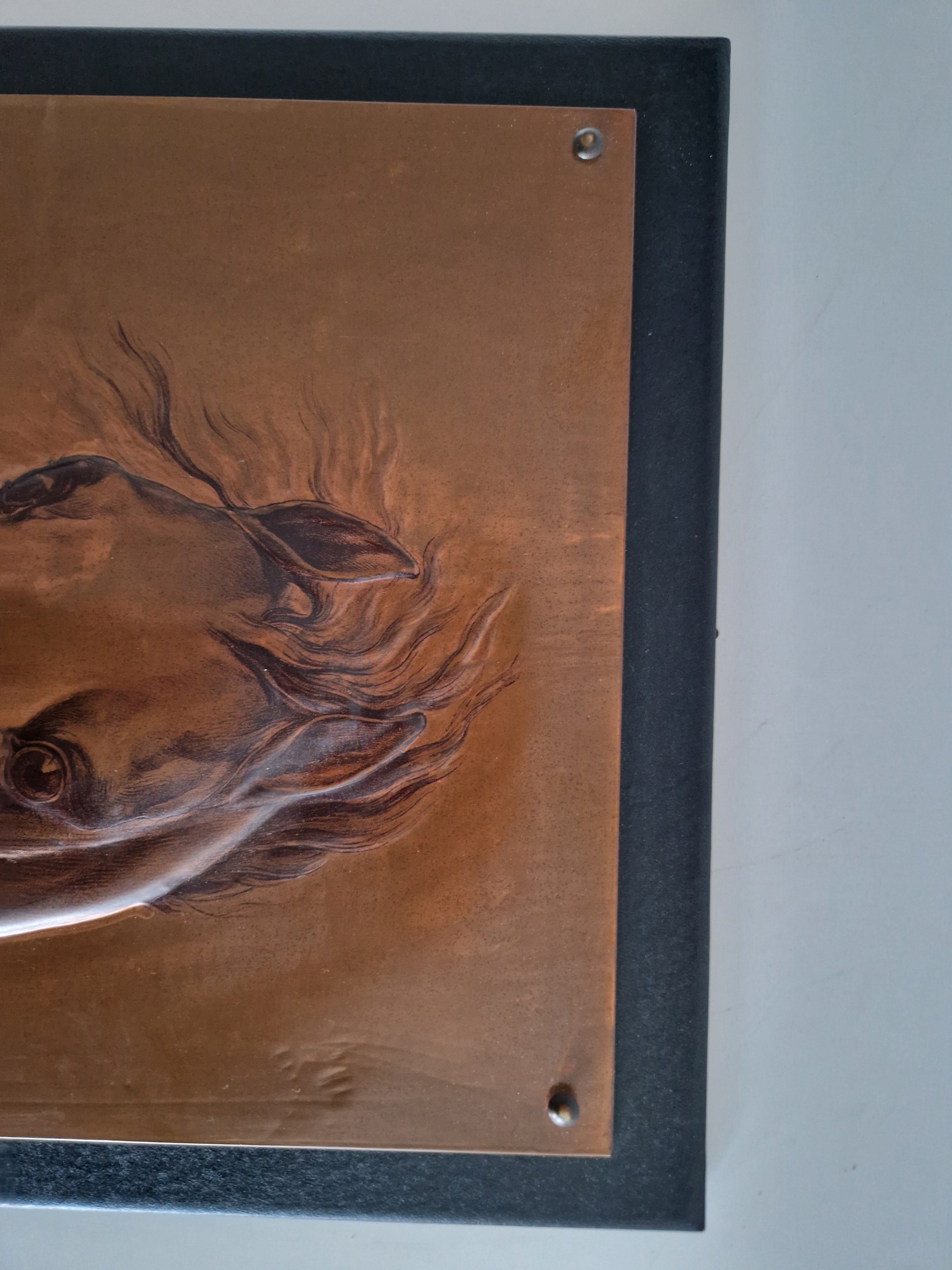 Copper Repousse Horse Portrait – Signed A. Kounenakis, 45×34 cm