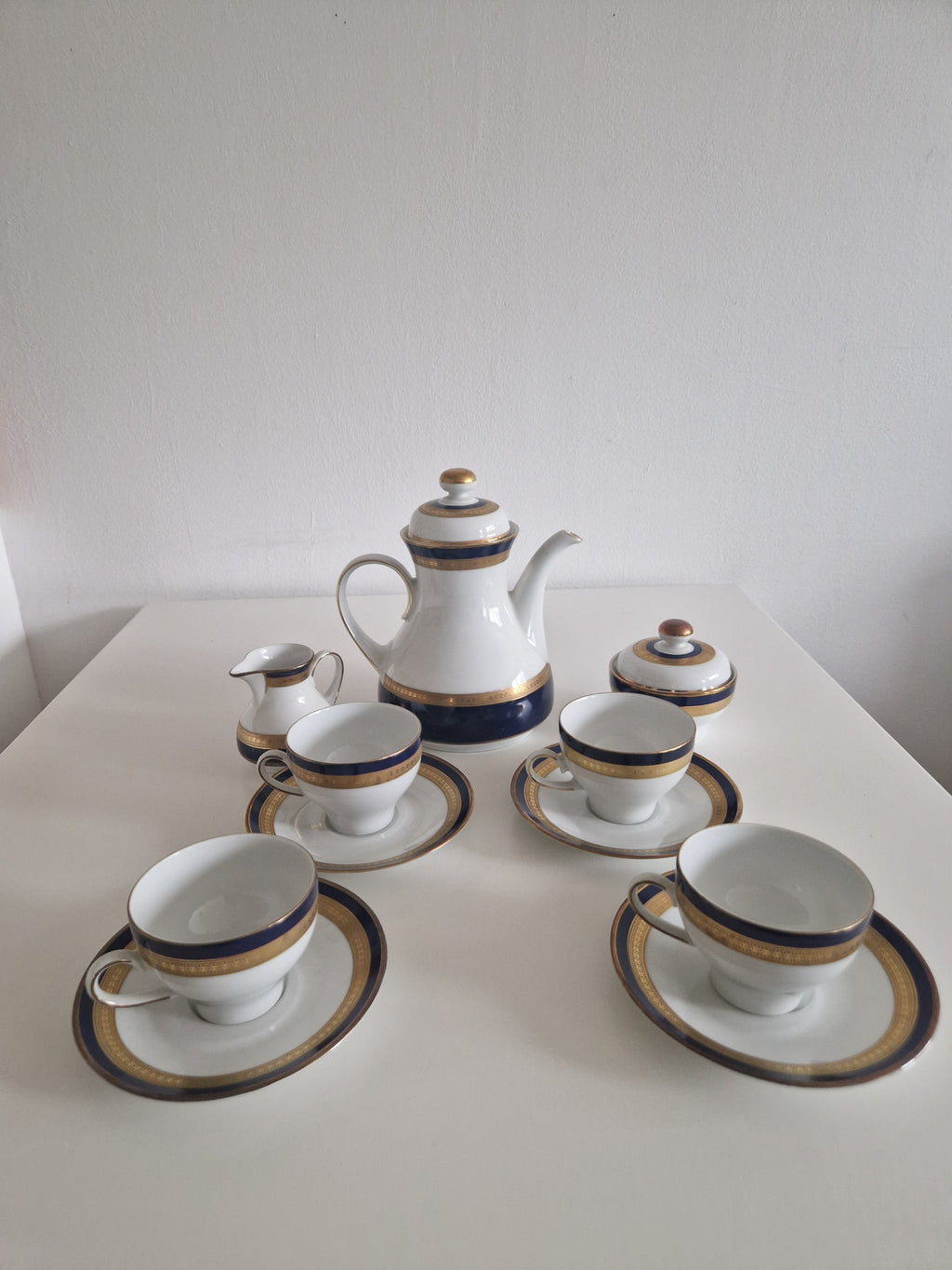 Winterling Bavaria – Service à café en porcelaine bleu cobalt et or – 15 pièces, Marktleuthen