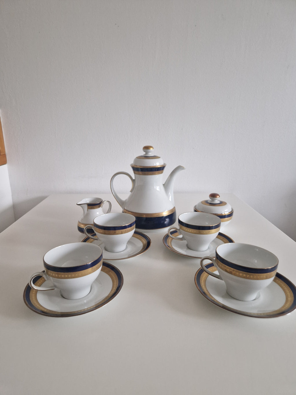 Winterling Bavaria – Service à café en porcelaine bleu cobalt et or – 15 pièces, Marktleuthen
