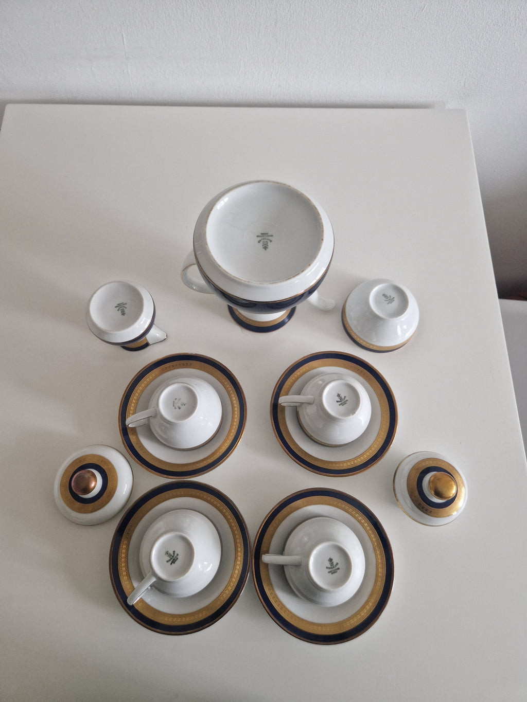 Winterling Bavaria – Service à café en porcelaine bleu cobalt et or – 15 pièces, Marktleuthen
