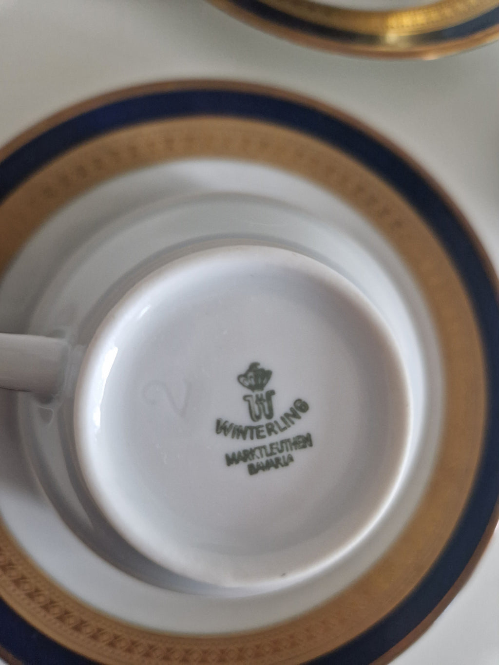 Winterling Bavaria – Service à café en porcelaine bleu cobalt et or – 15 pièces, Marktleuthen