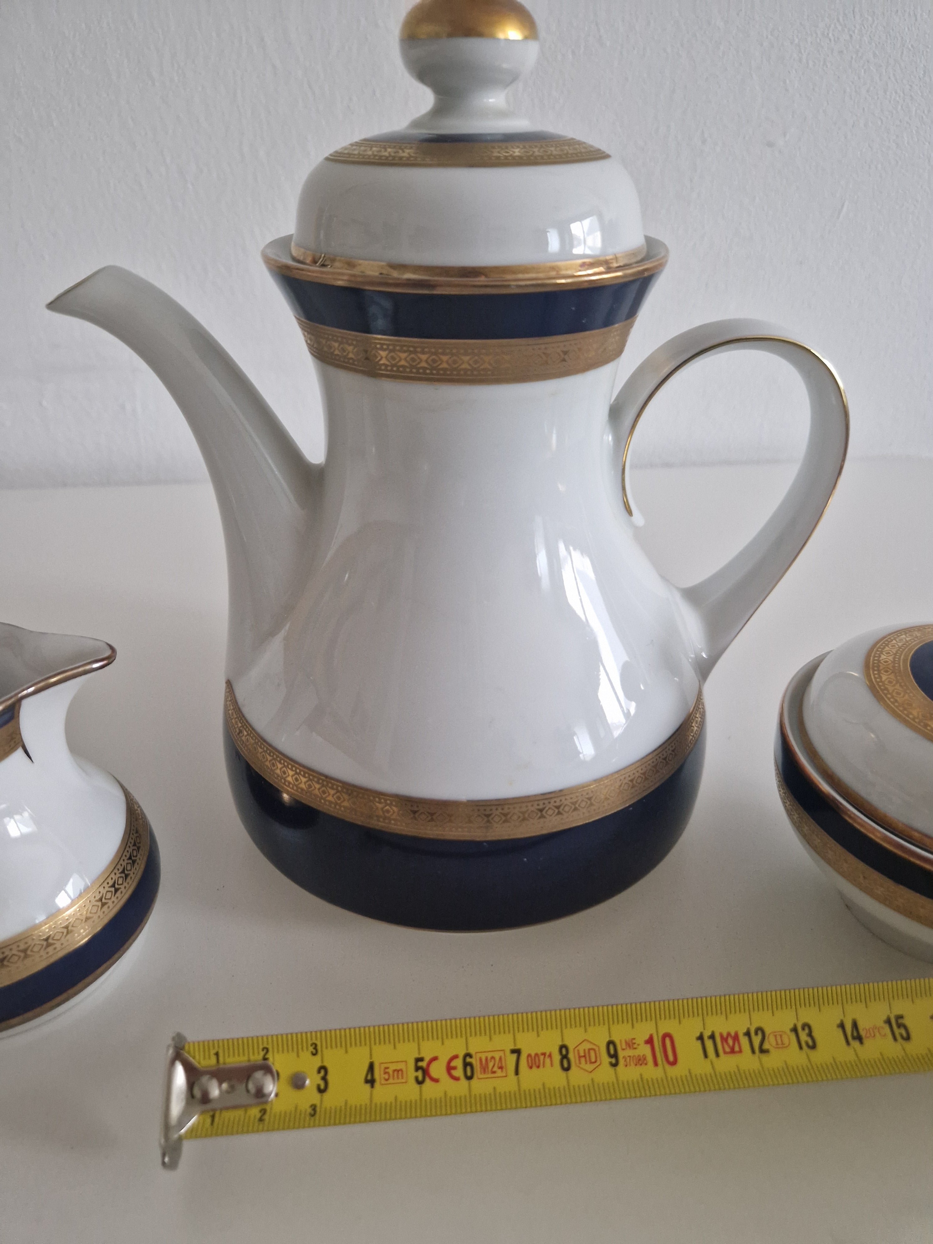 Winterling Bavaria – Service à café en porcelaine bleu cobalt et or – 15 pièces, Marktleuthen